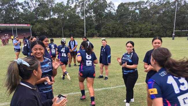 Mabel Park SHS year 7-8s welcomed onto the field.