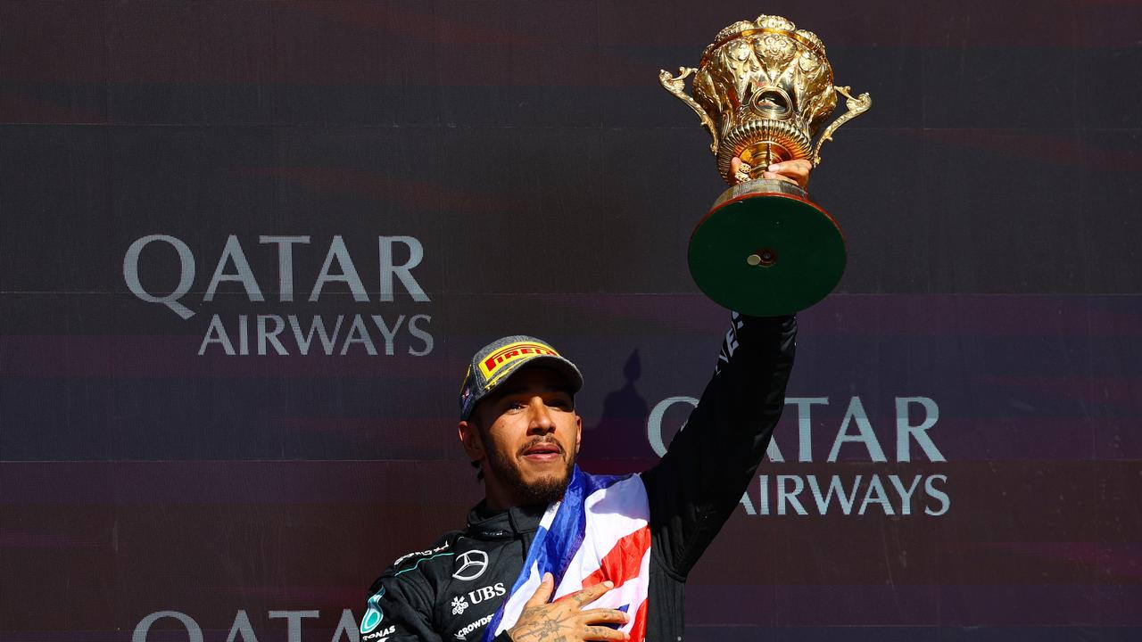 Lewis Hamilton claims his ninth British Grand Prix. (Photo by Mark Thompson/Getty Images)