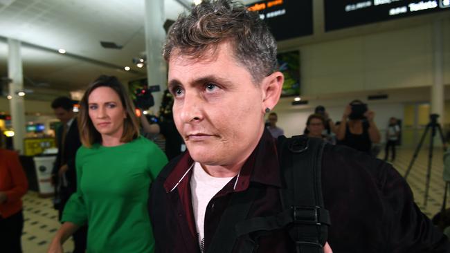 Bali Nine drug smuggler Renae Lawrence arrives at Brisbane airport on Thursday. Picture: AAP