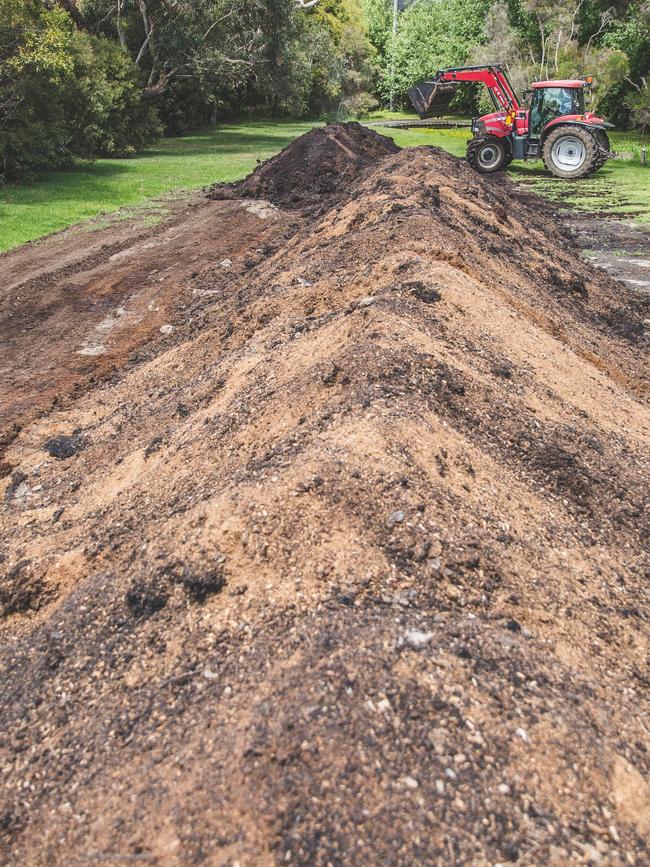 Heap of compost which is used as a natural fertiliser in the vineyard. 