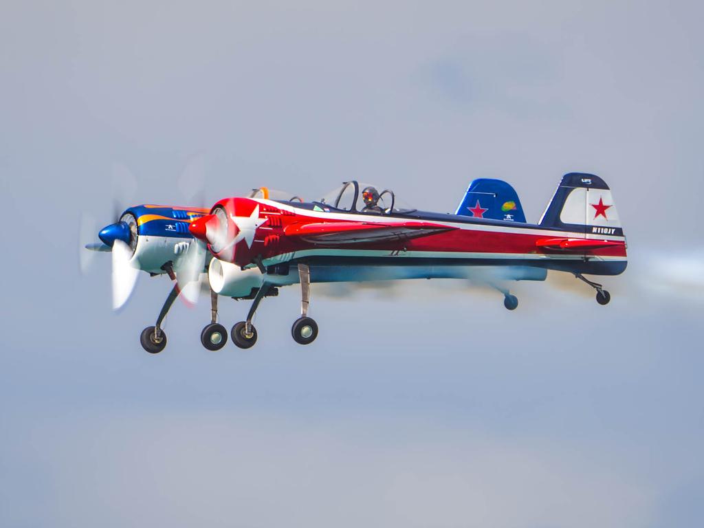 US pilot Jeff Boerboon piloting the Yak 110 at the Pacific Airshow Gold Coast. Picture: Craig Mayne