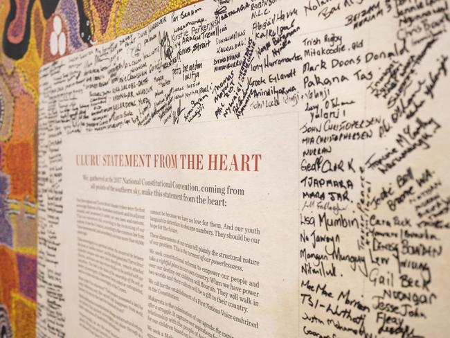 The Uluru Statement from the Heart on display at the National Press Club in Canberra