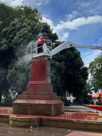 The statue of William Crowther was vandalised on January 26. Picture: Supplied.