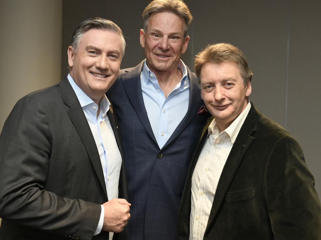 The Footy Show’s iconic line-up of Eddie McGuire, Sam Newman and Trevor Marmalade.