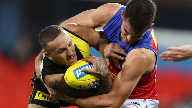 AFL games are being marred by dubious umpiring decisions, particularly when it comes to holding the ball. Picture: Michael Klein