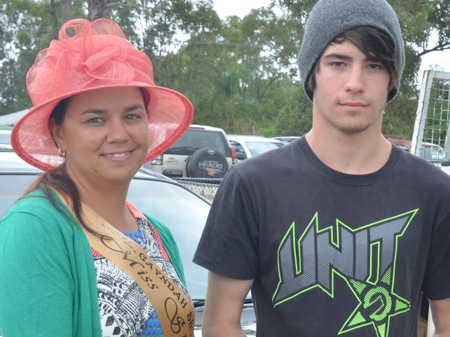Kyle Millington accepts his first place ribbon for street ute from Miss Showgirl Jessica George at the 2015 Gayndah Show. Photo Shirley Way / Central & North Burnett Times