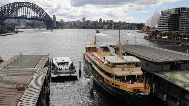 The Freshwater Ferry sits in Circular Quay during an Easter Sunday service in April, 2022. Picture: David Swift