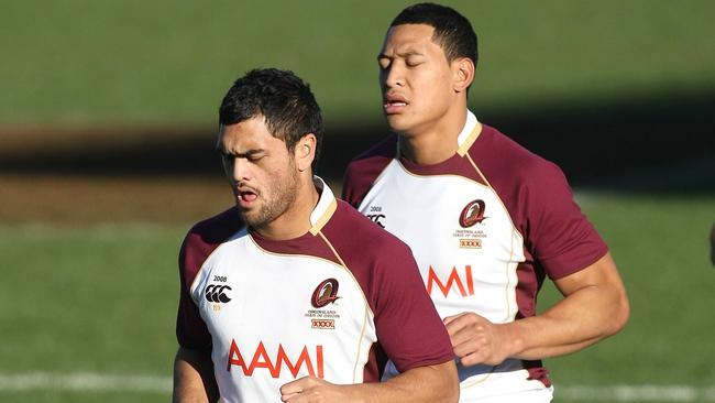 Karmichael Hunt and Israel Folau in Origin camp.