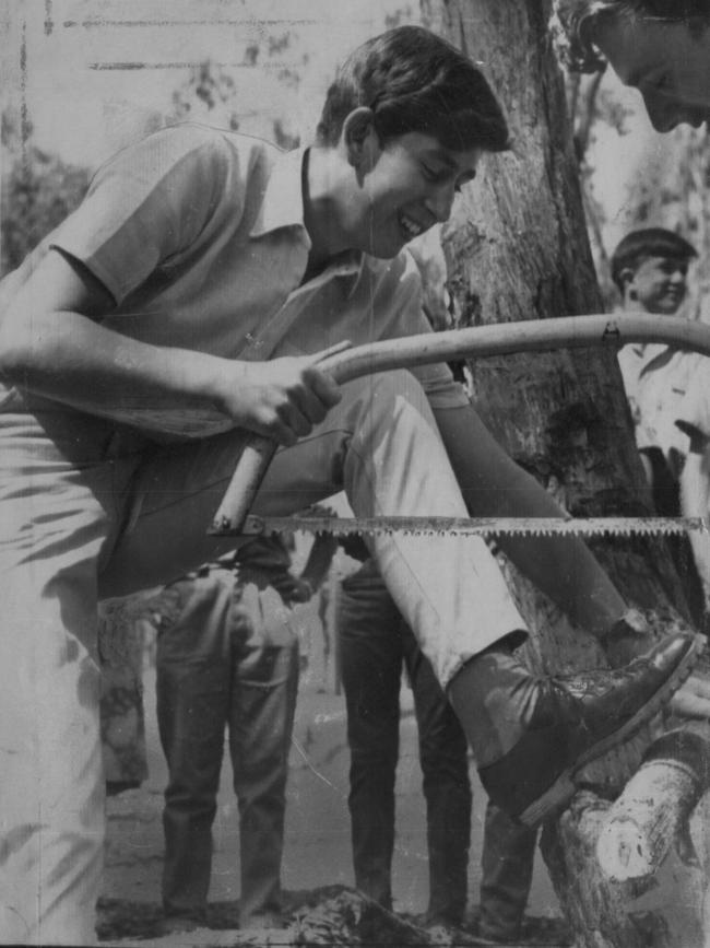 The then Prince of Wales embraced the outdoor life at the Timbertop campus of Geelong Grammar School in 1966.