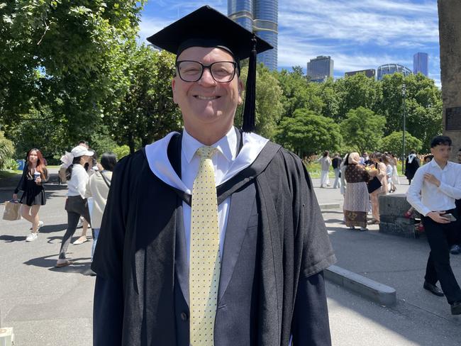 Peter Burge graduated with a Master of Law at the 2024 University of Melbourne graduations. Picture: Himangi Singh