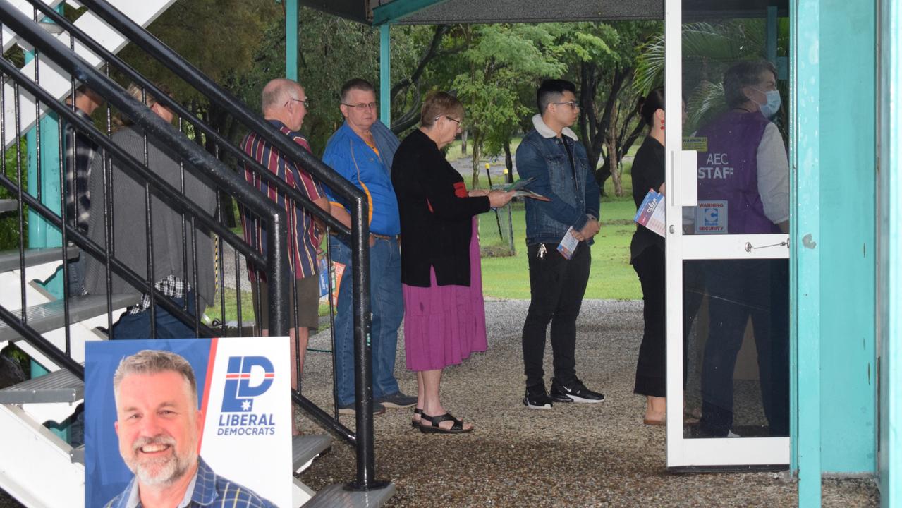 Capricornia voters outside the Rockhampton Baptist Tabernacle on May 21, 2022. Picture: Aden Stokes