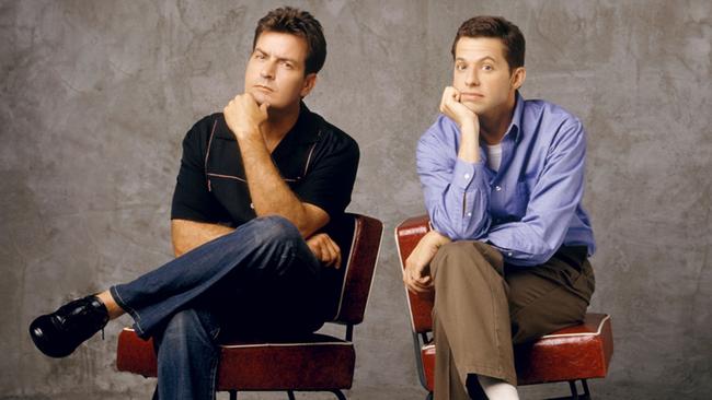 Sheen and Two and a Half Men co-star Jon Cryer. By the time it was all over, Sheen had called the show a “pukefest”. Picture: Supplied