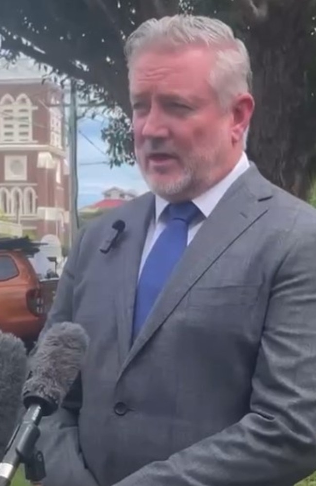 Detective Inspector Craig Mansfield addresses the media a day after the body of a man was discovered near Maryborough.