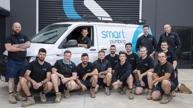 Number 1: Khalil Assaad and his team at Smart Plumbing, Ravenhall. Picture: Andy Brownbill