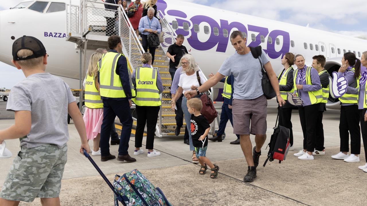 Bonza landed its first flight at Avalon in February, 2023, making it the first new domestic airline to land in Victoria in 16 years. Picture: Alex Coppel