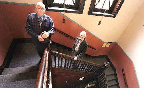 Going up: Richmond River Historical Society secretary Geoff Foley and president Bernie Childs are pleased with Lismore City Council’s decision to install a lift in the building. . Picture: Cathy Adams