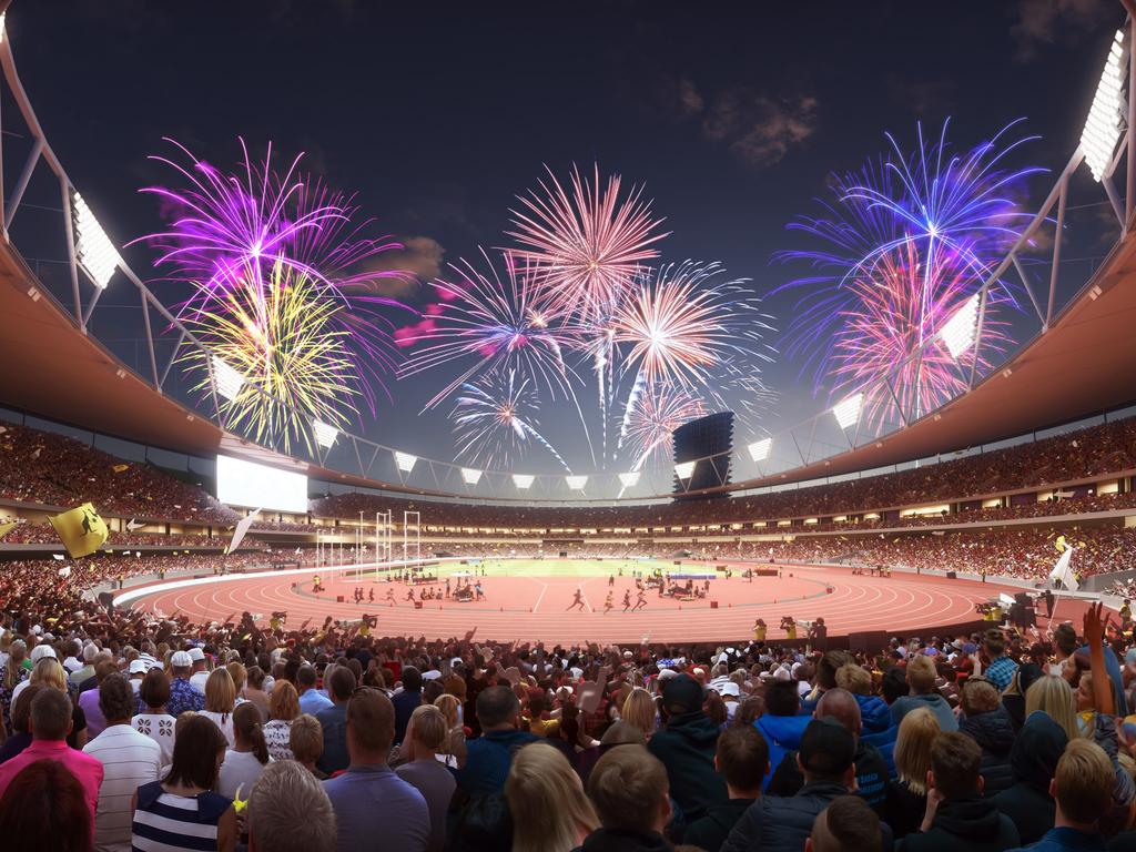 Concept art of the Gabba as Brisbane’s Olympic stadium