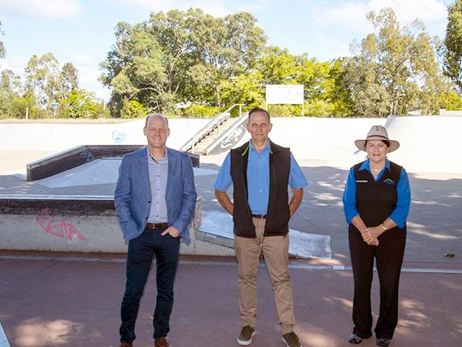 Cr Mathers, Mayor Williams, Cr Smith celebrate the Stapleton Park Upgrades