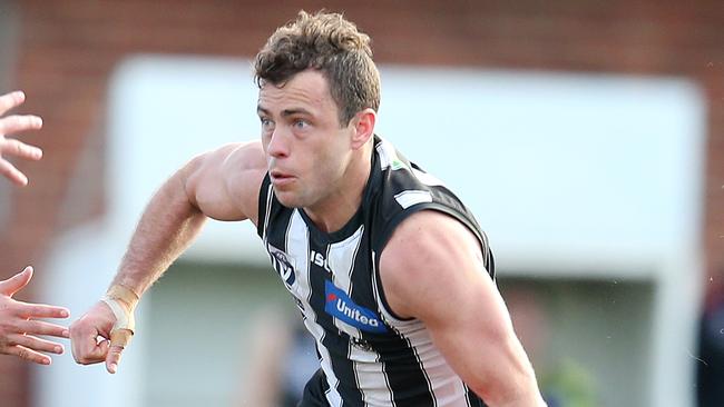 Collingwood's Jarryd Blair at North Port Oval. Picture: Michael Klein