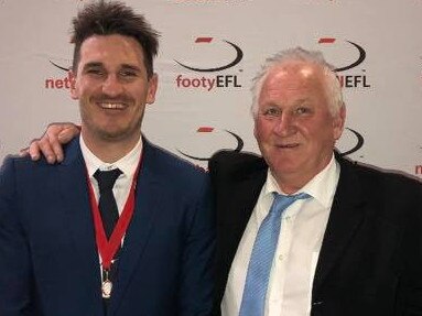 Joel Galvin and Gary Galvin after Joel was inducted as an Eastern Football League (EFL) legend.