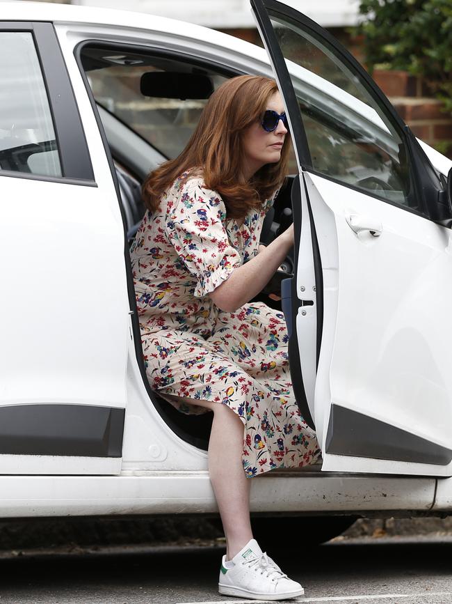 Martha Hancock, the wife of former British health secretary Matt Hancock, arrives at her home in London. Picture: Getty Images