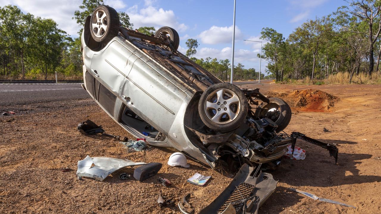 The wreck of the crash at Livingstone. Picture: Floss Adams