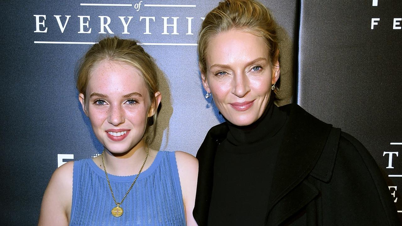 Thurman and her look-alike daughter in 2014. Picture: Larry Busacca/Getty Images