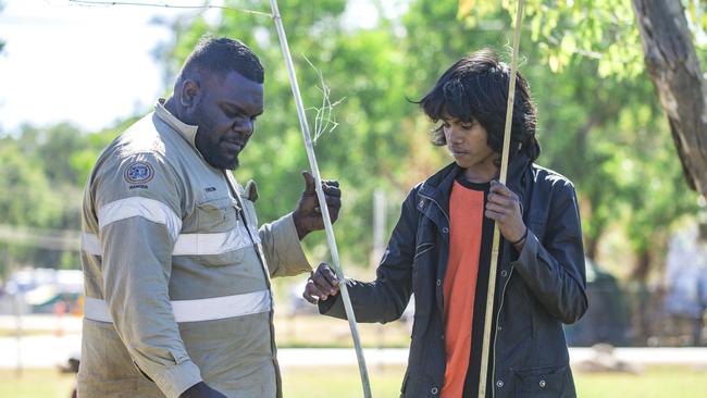 BARUNGA, AUSTRALIA - NewsWire Photos - JUNE 08, 2024: Jawoyn Tristin Maroney and Spear student Tyrone Bensri as the annual Barunga Festival, 375 km south of Darwin as the community of Barunga opens its doors to the world in a celebration of Culture, Sport and Art Picture: NewsWire / Glenn Campbell