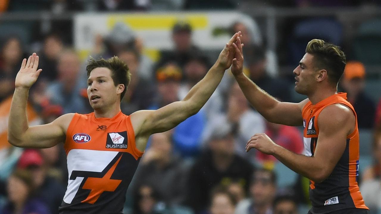 Toby Greene kicked two goals for the Giants. Photo: AAP Image/Lukas Coch