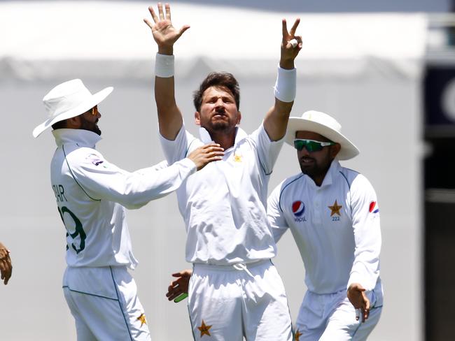 Not your smartest move, Yasir Shah. Picture: AP/Tertius Pickard