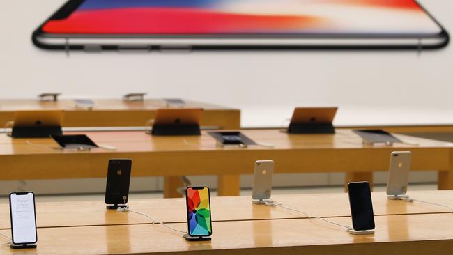 iPhone X models in an Apple Store in New York. Picture: AFP