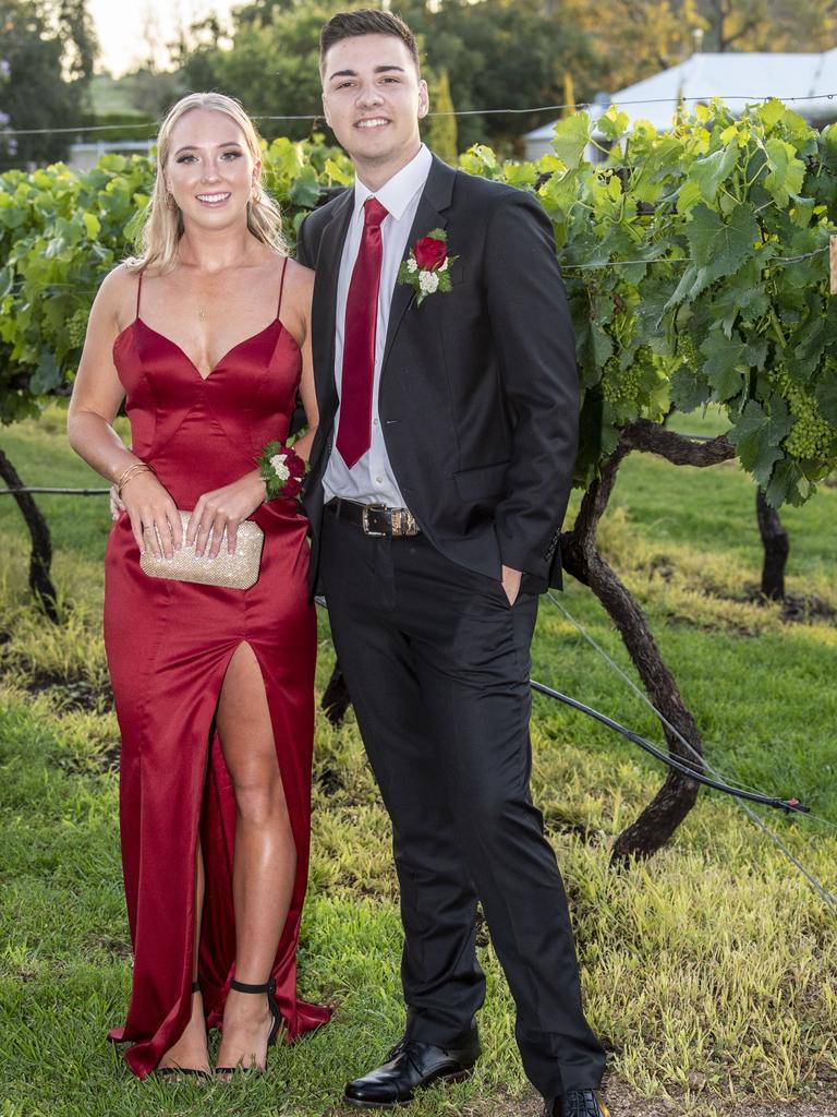 Nicole Van Rhijn partnered by Timothy Keyte. Mary MacKillop Catholic College formal at Rosalie House. Thursday, November 18, 2021. Picture: Nev Madsen.