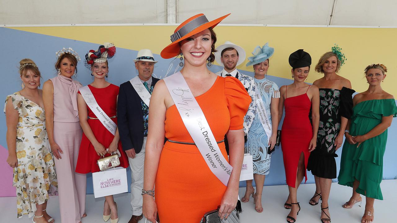 Best Dressed winner Claire Bondfield from Carina at the Races Melbourne cup day . Pic Annette Dew