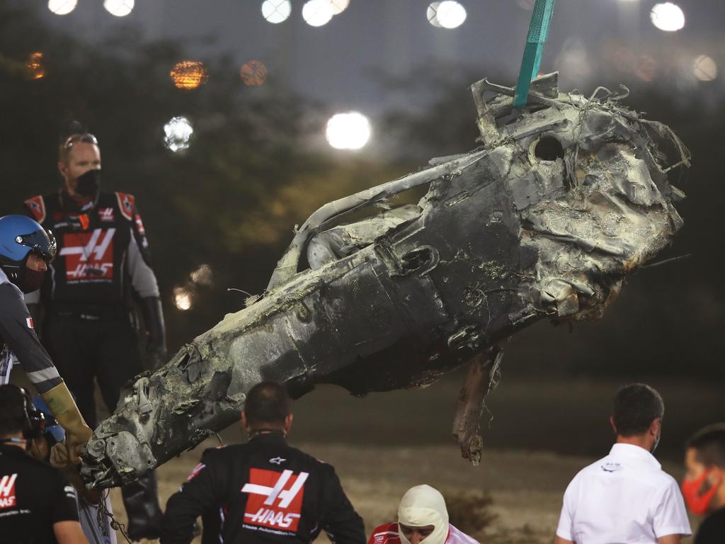 All that was left of Romain Grosjean’s car. Getty Images)