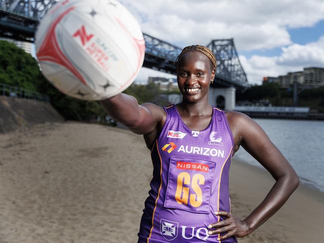 New Firebirds import Goal Shooter Mary Cholhok at Kangaroo Point. Picture Lachie Millard