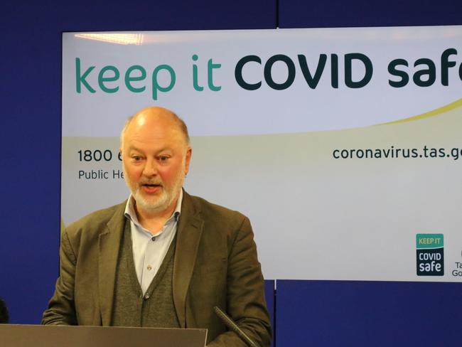 Director of Public Health Mark Veitch speaks to the media during a Covid briefing at the Executive Building in Hobart on Wednesday, June 15, 2022.