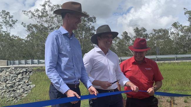 The $103m Saltwater Creek upgrade near Aldershot officially opened by Acting Premier Steven Miles, Roads Minister Mark Bailey and Maryborough MP Bruce Saunders in January.