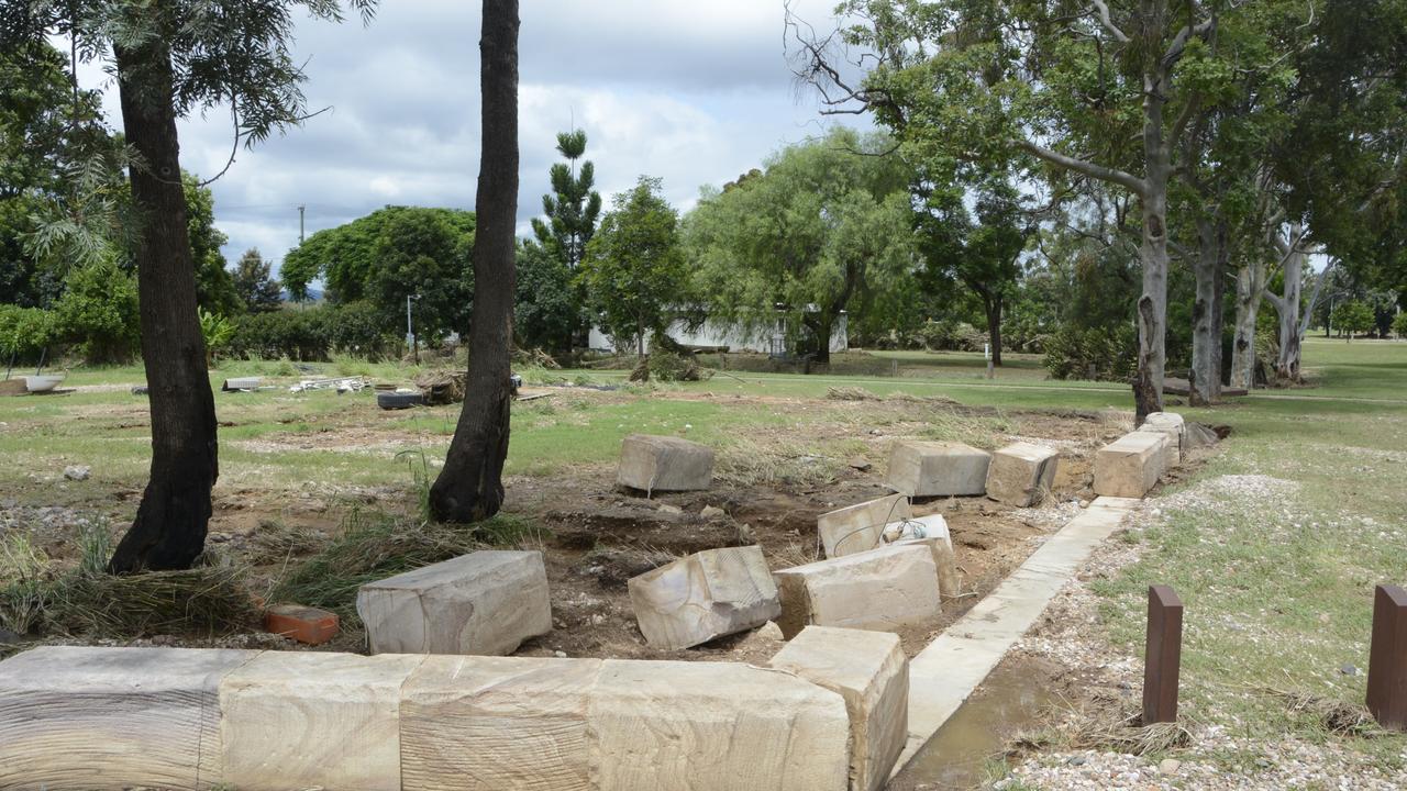 The Grantham floodwater moved with enough force to move these sandstone slabs.