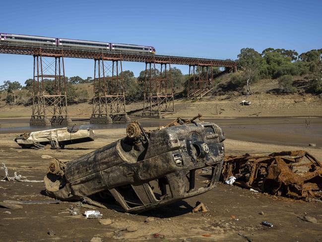 Burnt out /dumped cars litter the Melton Weir / Werribee River area. Picture: Jake Nowakowski