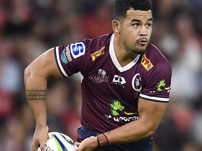 BRISBANE, AUSTRALIA - MARCH 20: Hunter Paisami of the Reds in action during the round five Super RugbyAU match between the Queensland Reds and the Western Force at Suncorp Stadium, on March 20, 2021, in Brisbane, Australia. (Photo by Albert Perez/Getty Images)