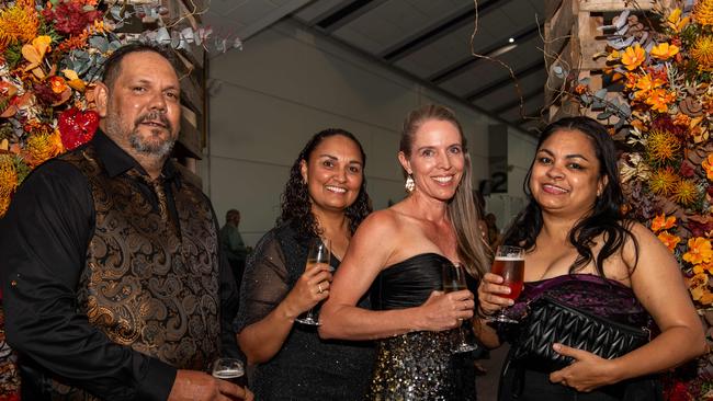 Tommy Weetra, Lindy Quall, Kate Verity and Ajustine Williams at the 2024 NAIDOC Ball at the Darwin Convention Centre. Picture: Pema Tamang Pakhrin