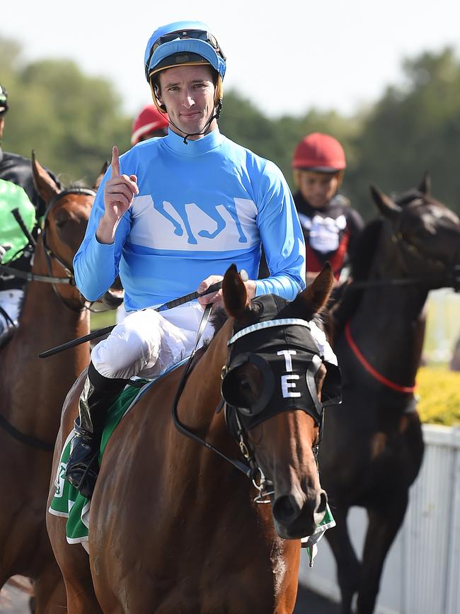 Gold Coast race meeting at Bundall. Race 5 winner No 6 Fallow ridden by Ryan Plumb. Picture: Lawrence Pinder