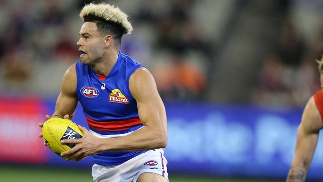 Jason Johannisen in his 100th AFL game. Picture: Michael Klein