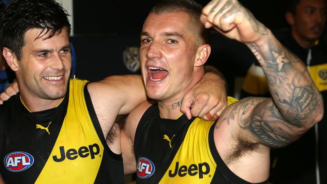 Unlikely pair Trent Cotchin and Dustin Martin developed a remarkable bond. Picture: George Salpigtidis