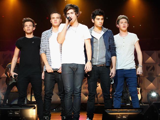 Early days ... One Direction, including Zyan Malik, perform in New York City in 2012. Picture: Kevin Kane/Getty Images for Jingle Ball 2012