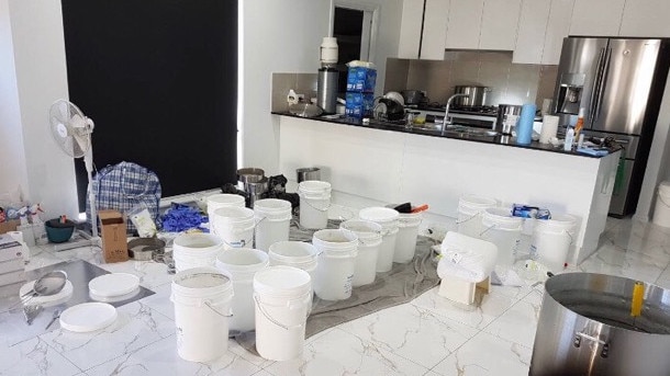 The lab inside the Morphett Vale property produced drugs of a high purity with a street value of $18.3 million. Picture: SA Police.