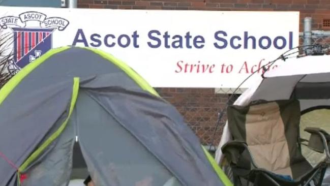 Tents line the entrance to Ascot. Picture: Channel 9