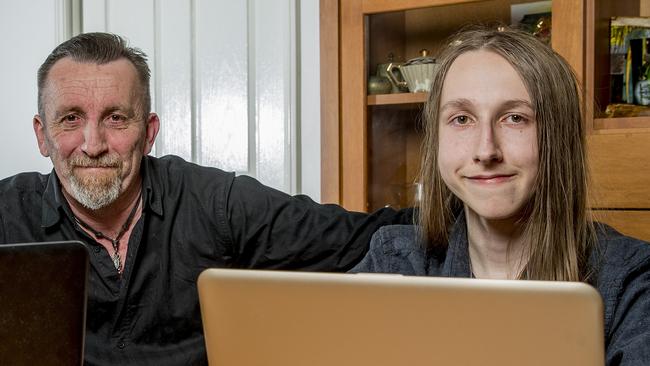 Daniel Chancellor with his dad Ken. Daniel is now a member of Queensland Youth Parliament and is keen to put forward his ideas on tackling bullying in schools. Picture: Jerad Williams