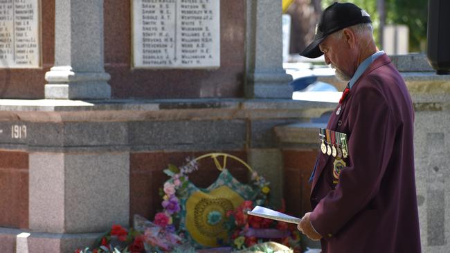 Mackay sub-branch president Ken Higgins at the Mackay Remembrance Day commemorative ceremony at Jubilee Park on Wednesday November 11, 2020. Picture: Zizi Averill