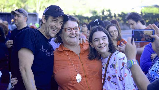 FIGHTING FOR FAMILY: Samuel Johnson of the Love Your Sister campaign with Suzanne and Karen Messmer in Rockhampton yesterday. Picture: Jann Houley